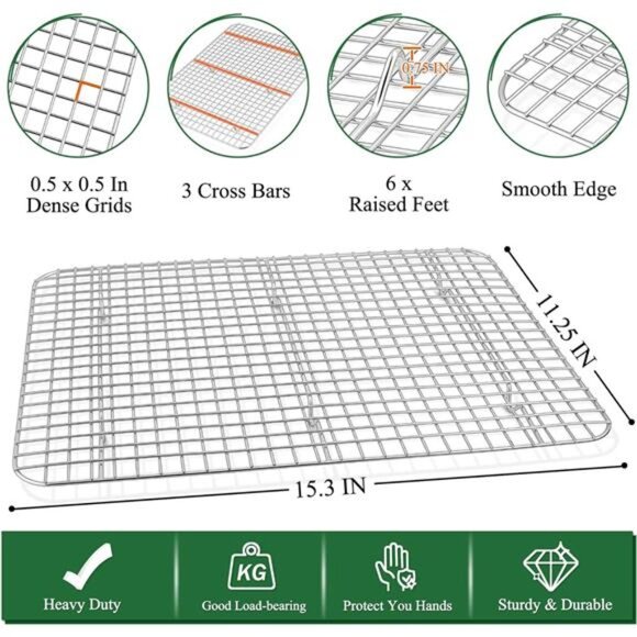 P&P CHEF Baking Sheets and Racks Set (2 Pans + 2 Racks), Stainless Steel Baking - Picture 3 of 8